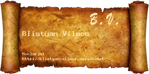 Blistyan Vilmos névjegykártya
